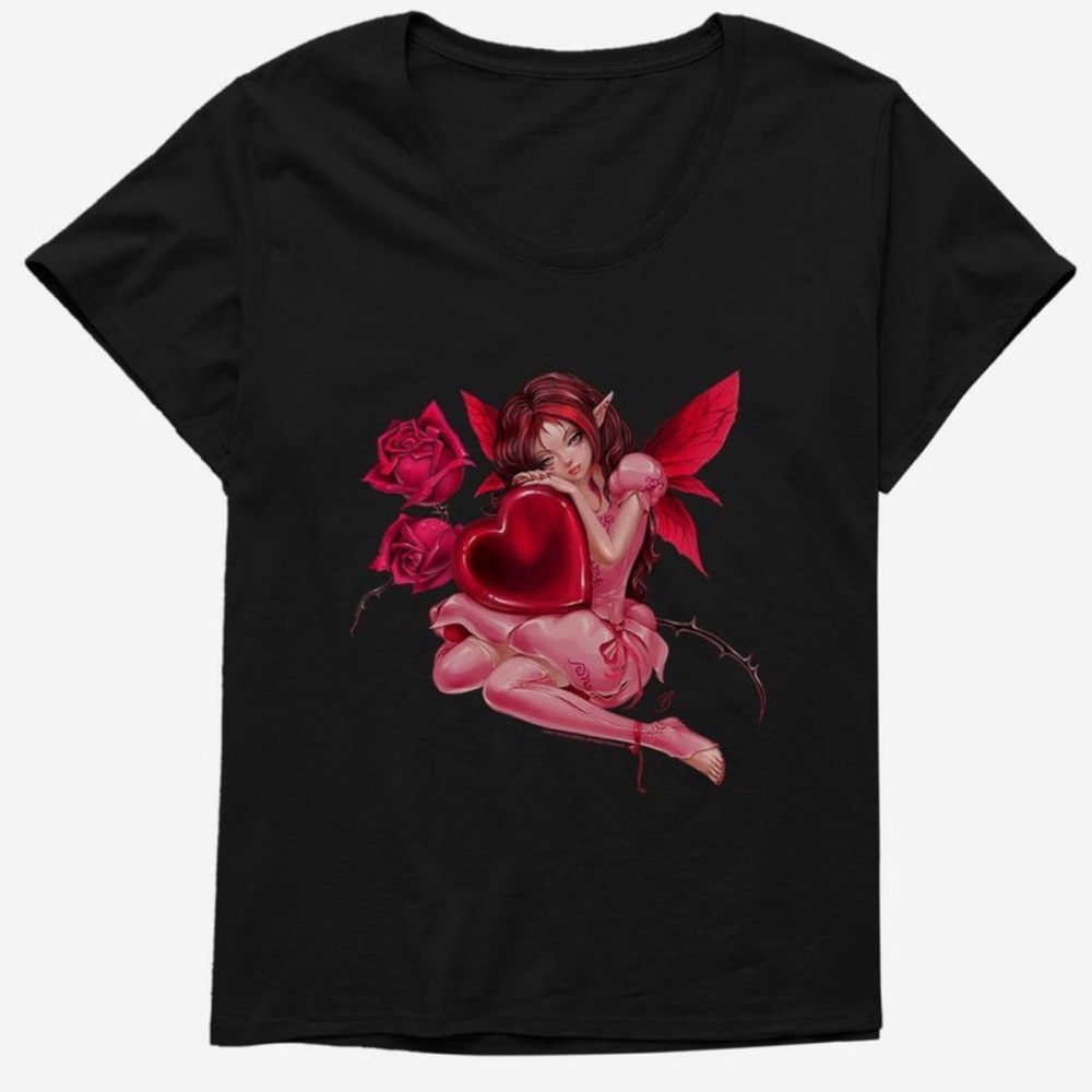 Fairy with heart and roses t-shirt sz 3X
